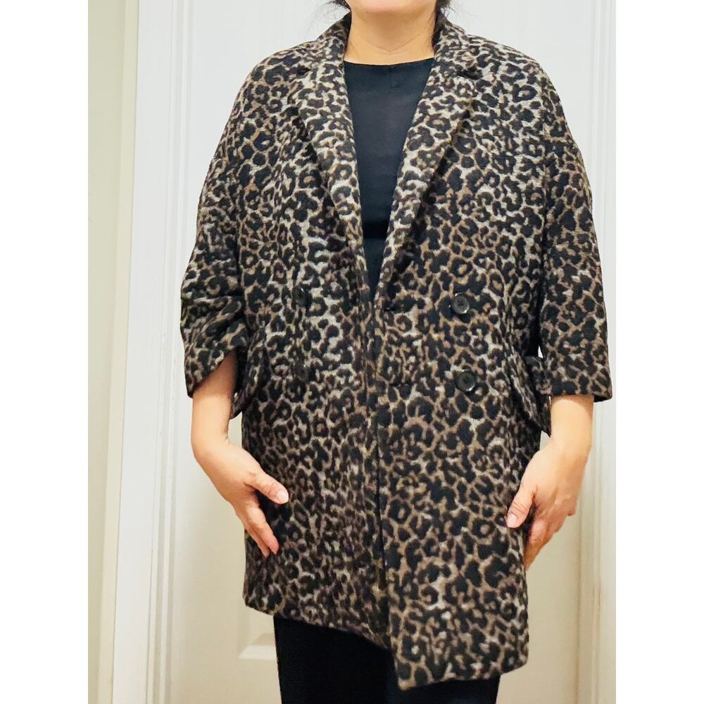 COACH Classic Wool Blend Cocoon Coat Double Breasted Oversized 3/4 Sleeve XS - Picture 1 of 16